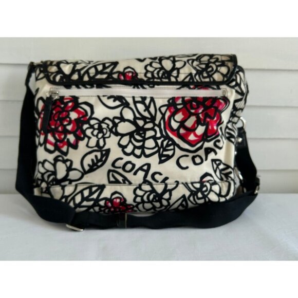 COACH Kyra Graffiti Daisy Floral Crossbody Shoulder Back Pink Lining White Black - Picture 2 of 16